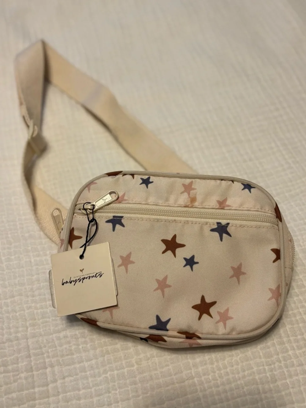 Baby Sprouts Star Belt Bag Cream Multi Color Adjustable Kids Fanny Pack NWT